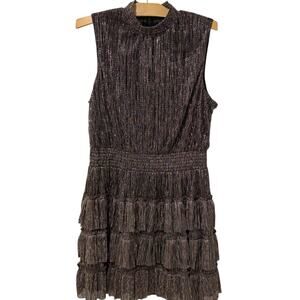 1 State Dress Sleeveless Gold Silver Metallic New Years Eve Glam Cocktail XL
